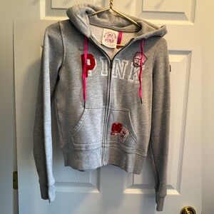 PINK Victoria's Secret Gray, Pink & Red Hoodie